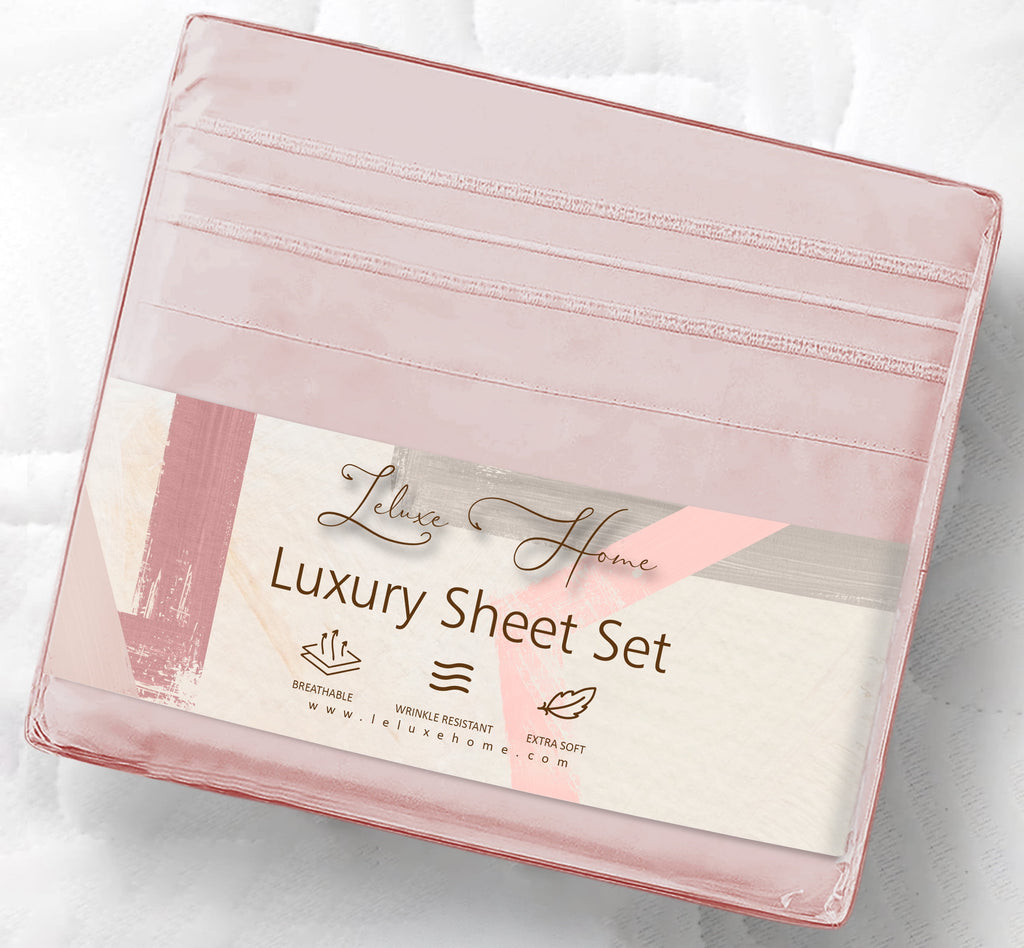 Leluxe Home 4-Piece Full Pink Sheet Set - Cooling, Wrinkle-Free - Image 3