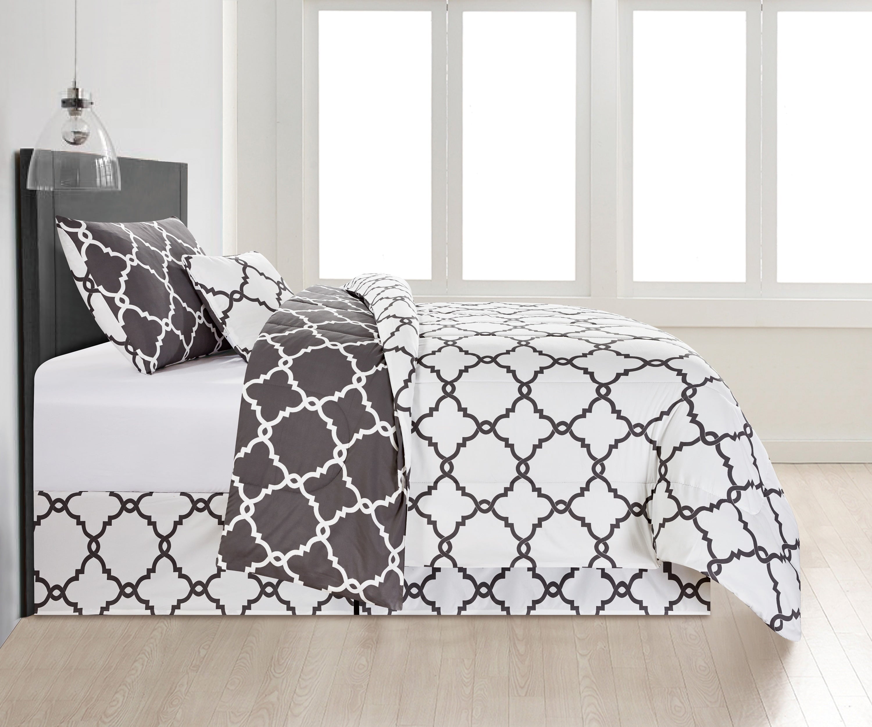 Lux Decor Collection 4 Piece Geometric Twin Comforter Set - Polyester Filling Reversible Washable Comforter Set - Image 2
