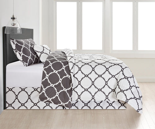 Lux Decor Collection 4 Piece Geometric Twin Comforter Set - Polyester Filling Reversible Washable Comforter Set - Image 2
