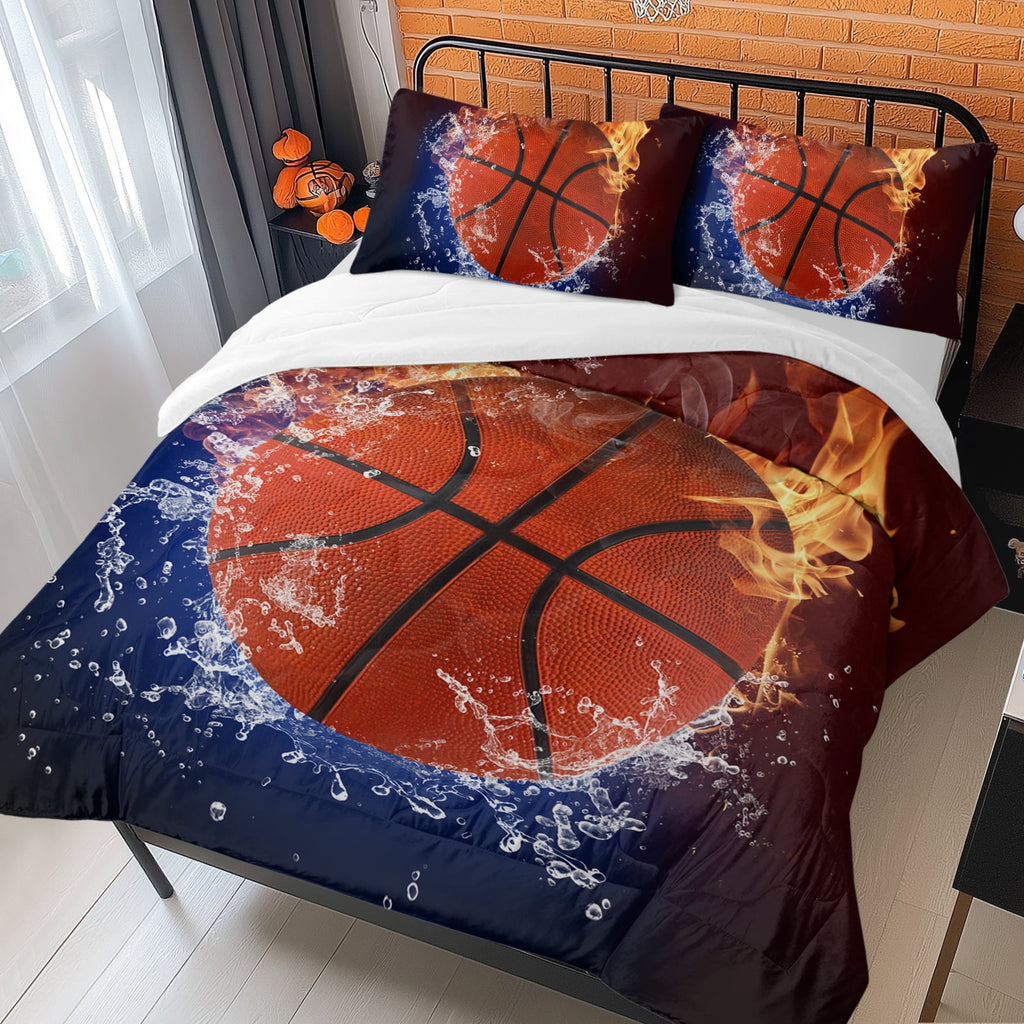 BlessLiving Twin Comforter Set, 3 Pieces Sport Bedding Set for Kids Boys Teens Brushed Microfiber Basketball Comforter Set, 66x90 inchs - Image 3