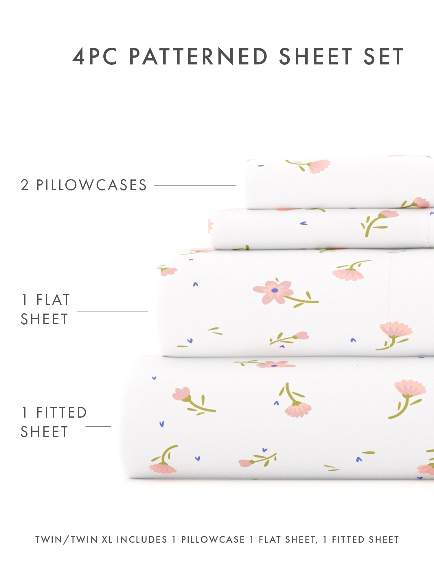 Ultra Soft & Breathable Wrinkle Free Bed Sheets Set - Floral Pink Farmhouse Patterned for Twin Size Bedding by Comfort Canopy - Image 3