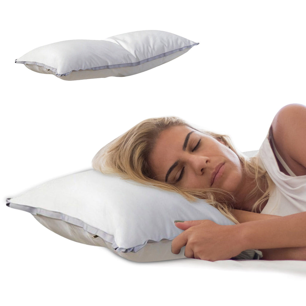Extra Flat Soft Thin Pillows Queen Size, Bed Pillow with Full Cotton Filling for Side Back Stomach Sleepers, 20x30 In... - Image 2