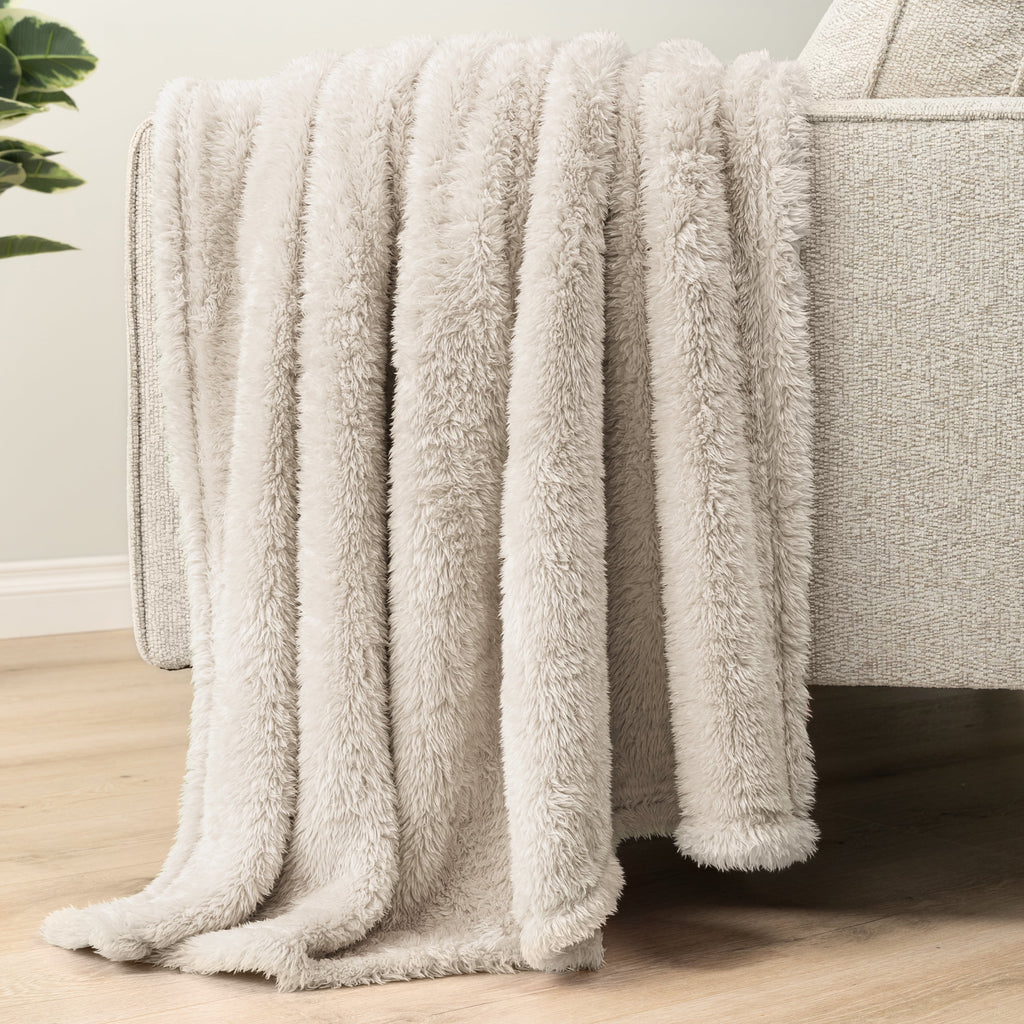 Sherpa Throw Blanket For Couch Sofa, Cream Beige Fluffy Warm Plush Blanket for Bed, Cozy Super Soft Lightweight Throw... - Image 5