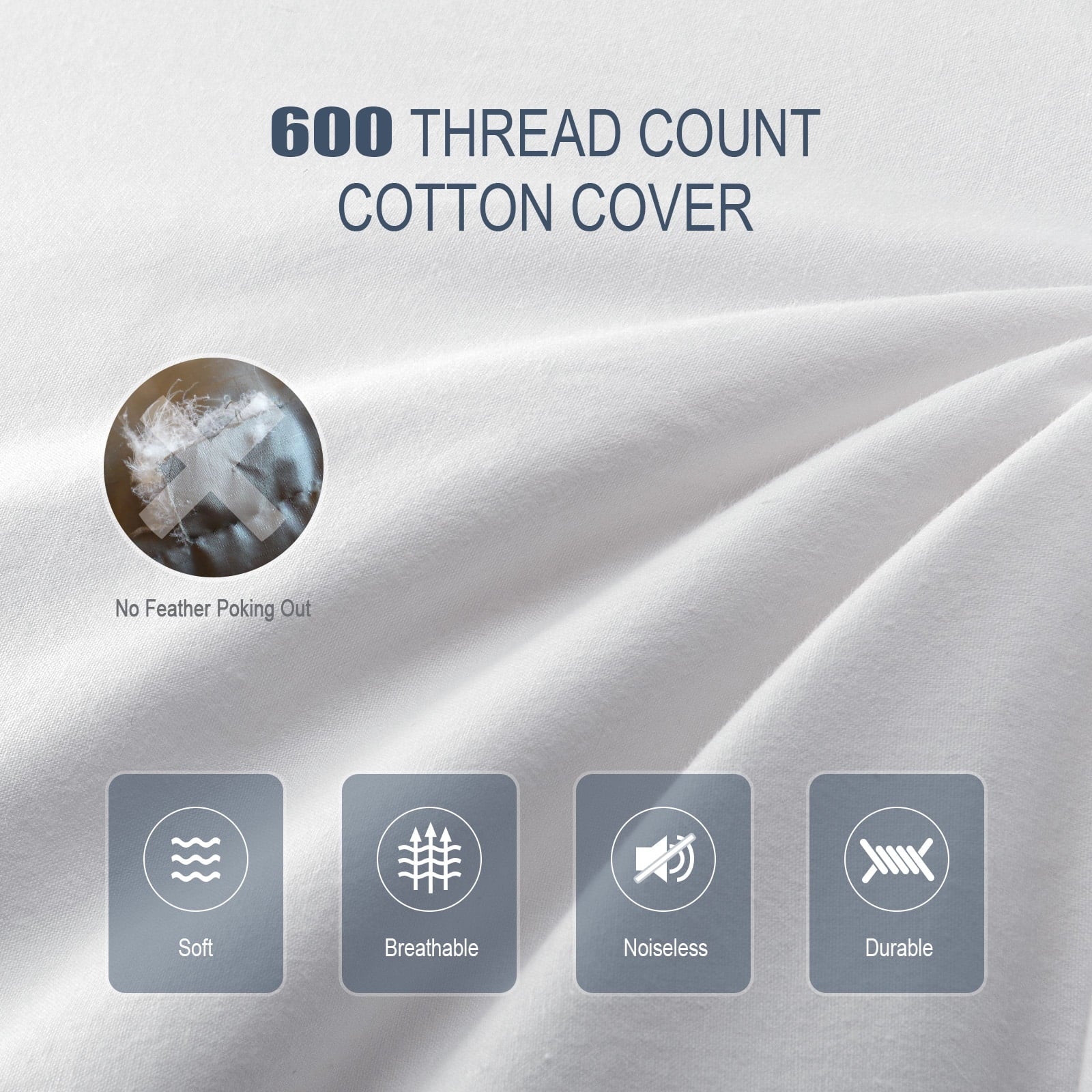Goose Feather & Down Pillow King Size 20"x36" – Hotel Quality Bed Pillow for Sleeping, 100% Organic Cotton Cover, Hyp... - Image 6