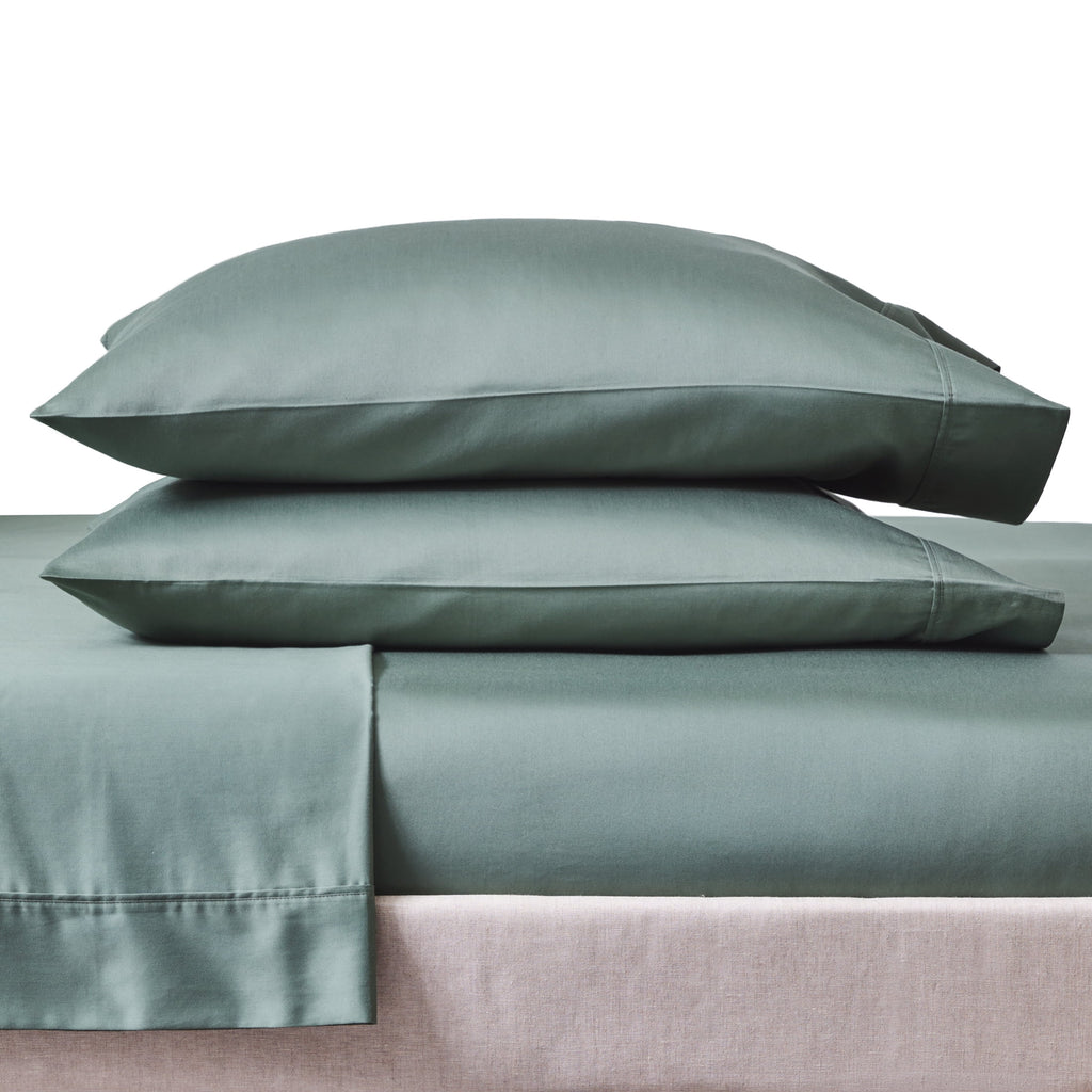 4-Piece 300 Thread Count Green Ash Cotton Sateen Bed Sheet Set, Cali King - Image 2