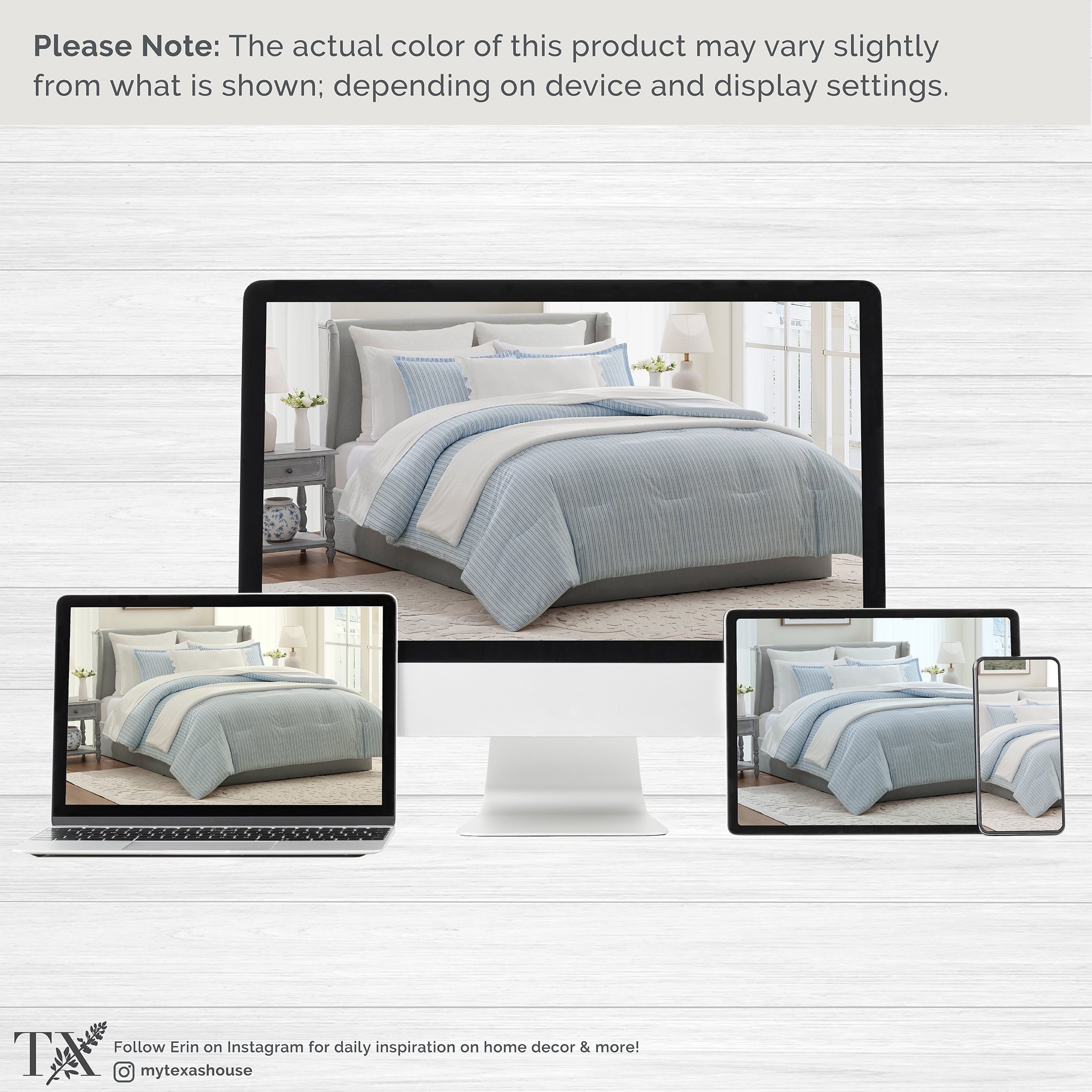 Stripe 11-Piece Comforter Set with Sheets, Blue, Queen - Image 6
