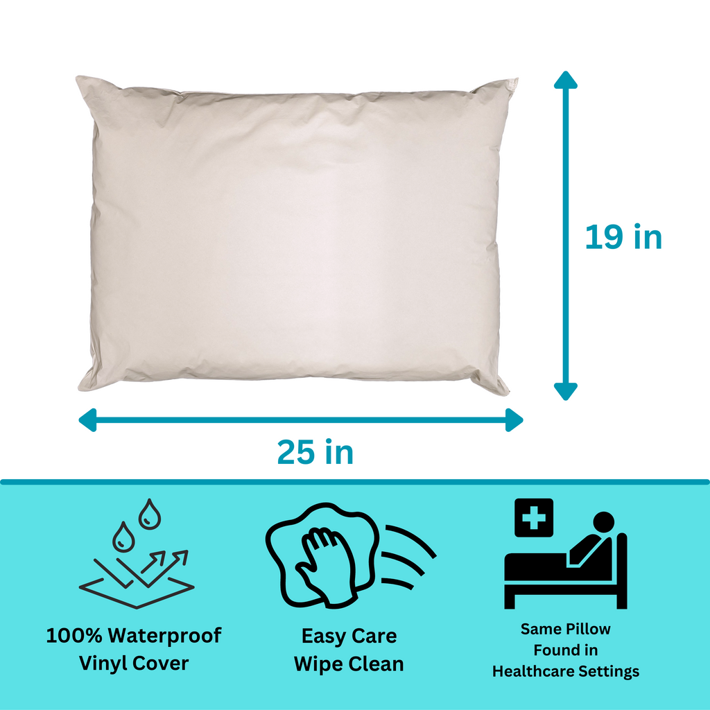 2 Pack Vinyl Covered Medical Bed Pillows 19 in x 25 in | Wipeable Easy Clean | Fluid Stain Resistant - Image 3