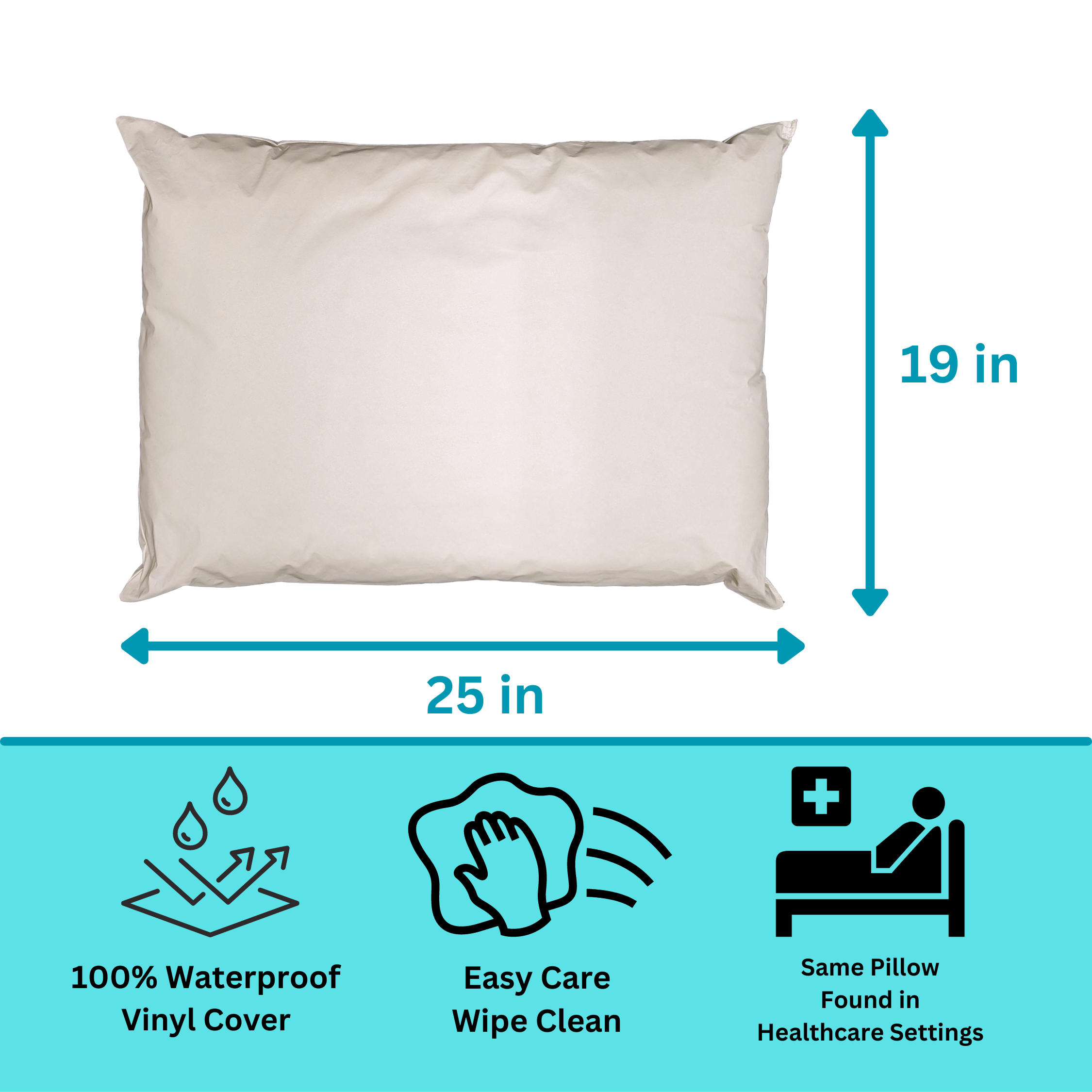 2 Pack Vinyl Covered Medical Bed Pillows 19 in x 25 in | Wipeable Easy Clean | Fluid Stain Resistant - Image 3