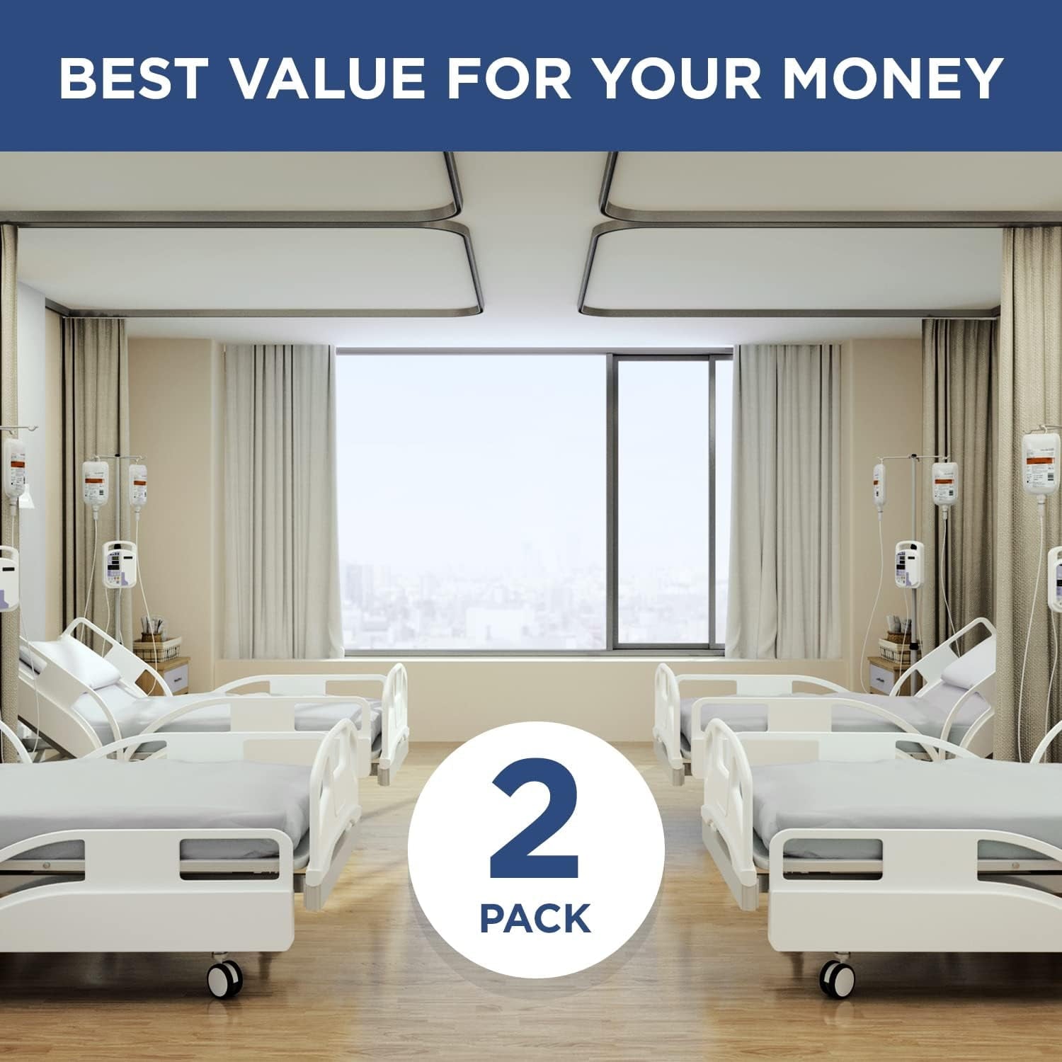 2 Pack Fitted Hospital Bed Sheets with Elastic All Around for a Perfect Fit - Cotton Rich Soft Knitted Jersey Sheet, ... - Image 2