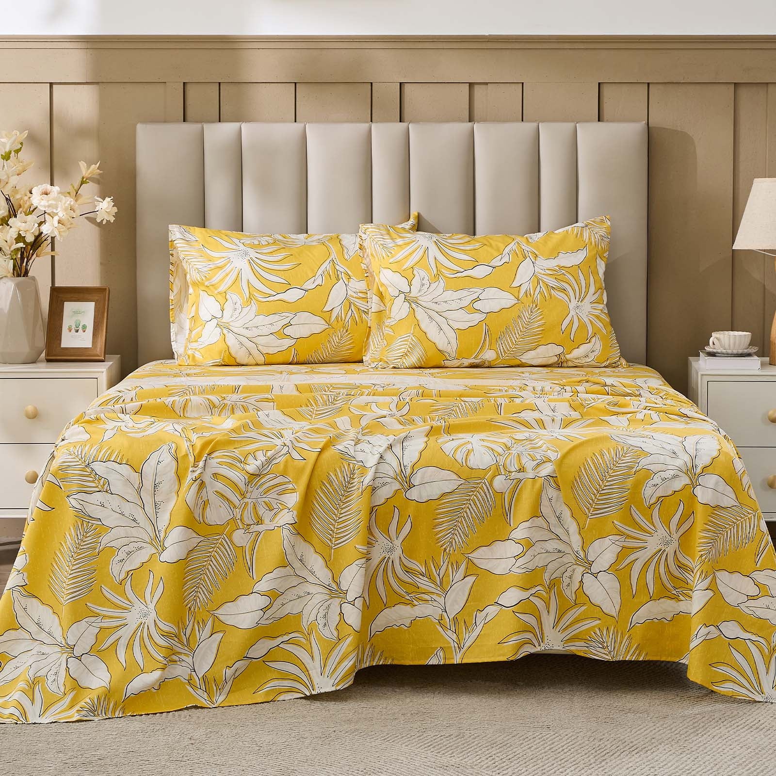 100% Cotton Deep Pocket Queen Sheet Set Fit 16", Breathable Super Soft Queen Size Sheet Set, Luxury Hotel Style Home ... - Image 2