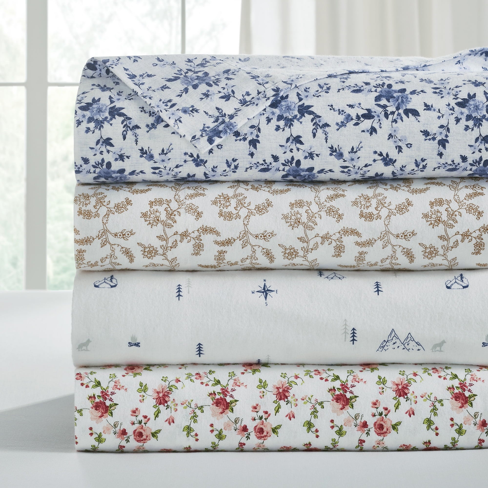 Modern Threads 3-Piece Brittany Printed Cotton Flannel Adult Bed Sheet Set, Twin - Image 3