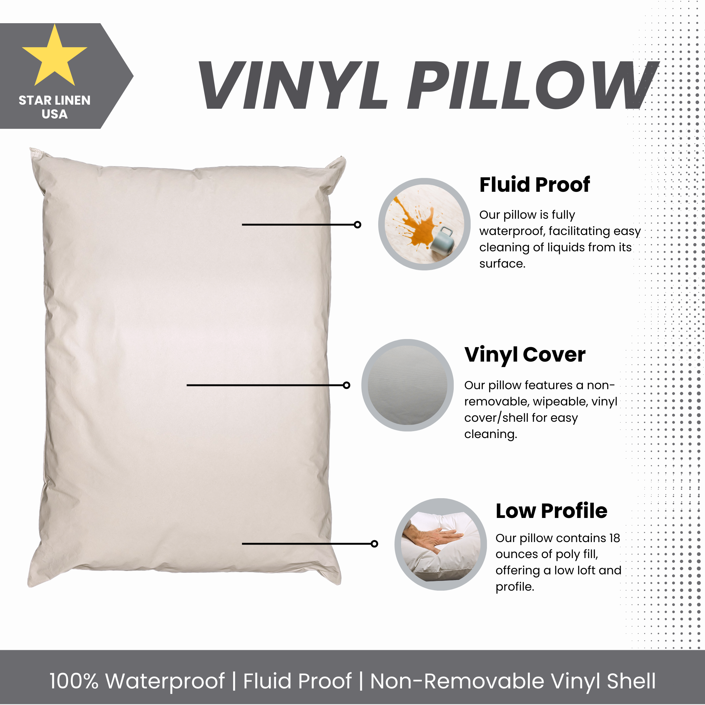 2 Pack Vinyl Covered Medical Bed Pillows 19 in x 25 in | Wipeable Easy Clean | Fluid Stain Resistant - Image 2
