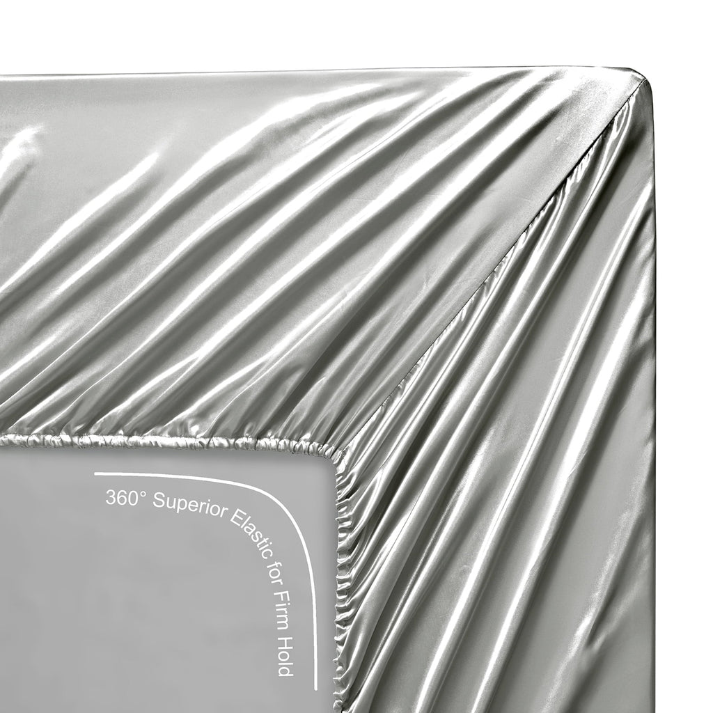 Luxury Satin Sheets Set Full Size Light Gray, 4-Piece Bedding Sets with Deep Pockets - Soft and Smooth Satin Bed Sheets for Ultra Comfort an - Image 5