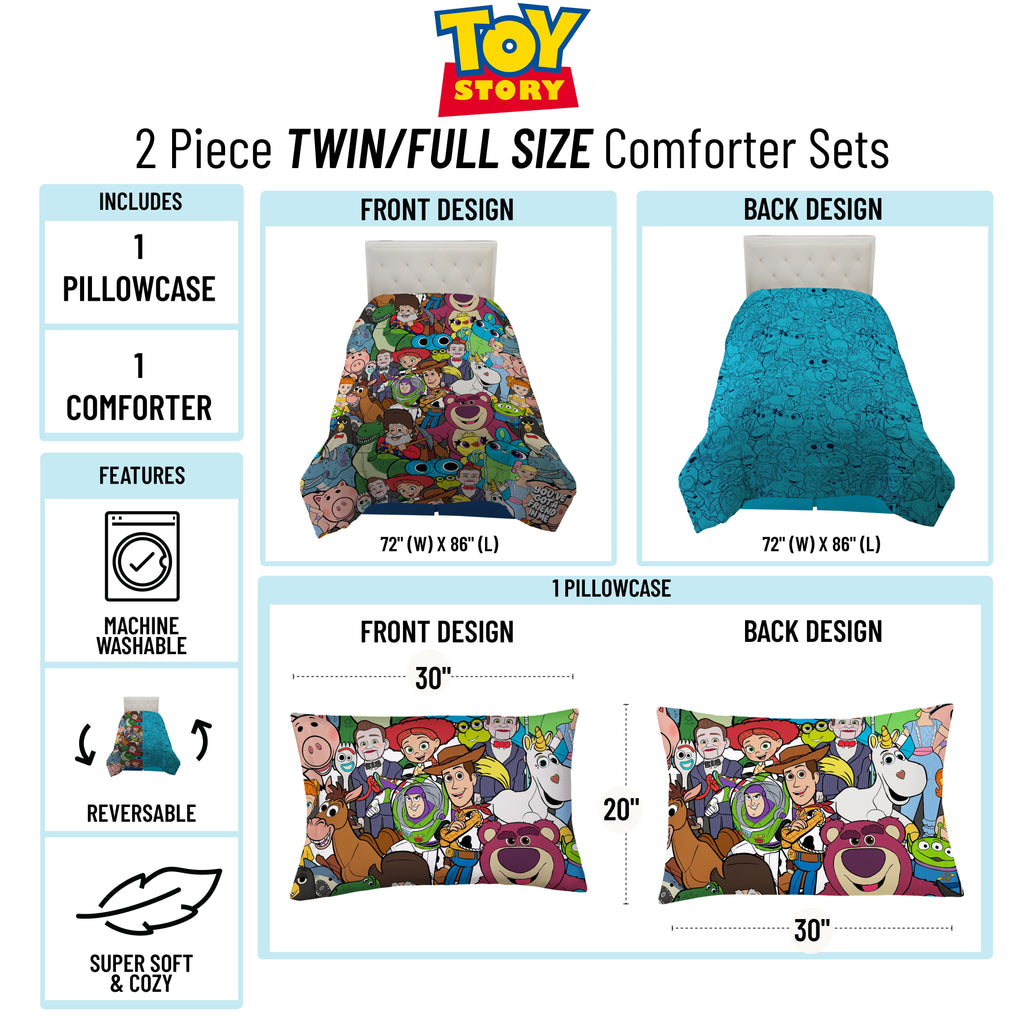 Toy Story You've Got a Friend Reversible Comforter and Pillowcase Set, Twin/Full, Kids Bedding - Image 4