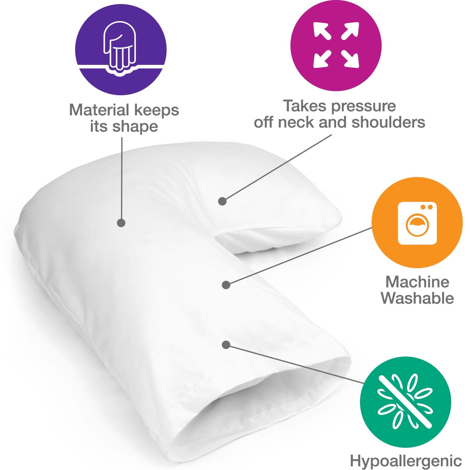 DMI Hugg-A-Pillow 17" x 22" Bed Pillow White 554-7915-1900 - Image 2