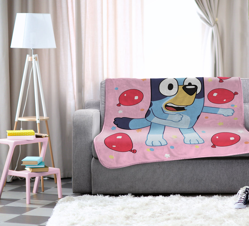Balloon Party 46" x 60" Throw Blanket, Kids, Pink, Microfiber, BBC Studios - Image 4
