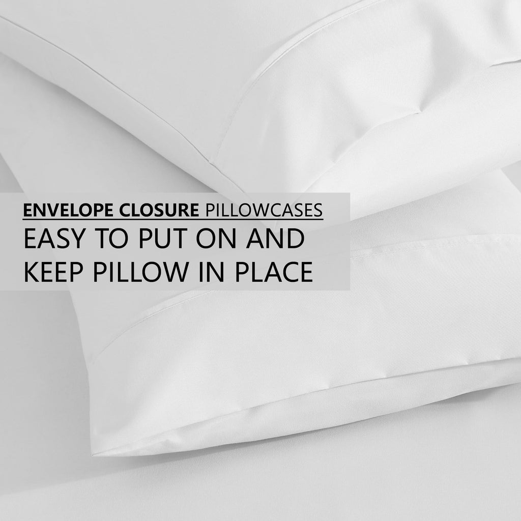 Queen Size 6 Piece Bed Sheet Set White - Ultra Soft Microfiber Deep Pocket Wrinkle Free - Image 5