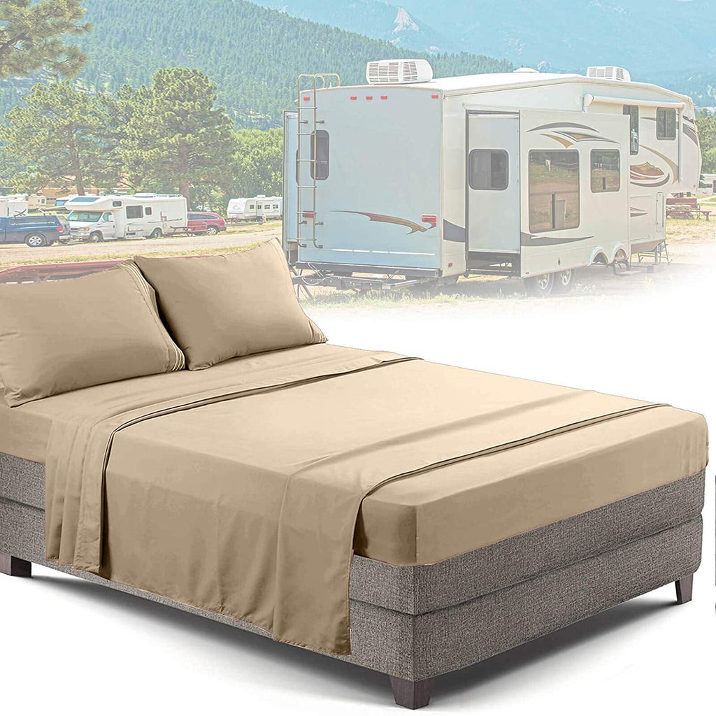 RV/Short Queen 6-Piece Bed Set for Campers - Deep Pocket Fitted Sheet Luxury Soft Microfiber, Teal - Image 5