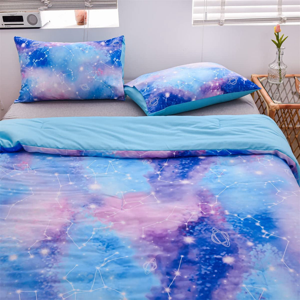 NTBED Tie Dye Constellation Ombre Comforter Set Twin Gradient Galaxy Bedding Set Blue Purple - Image 3
