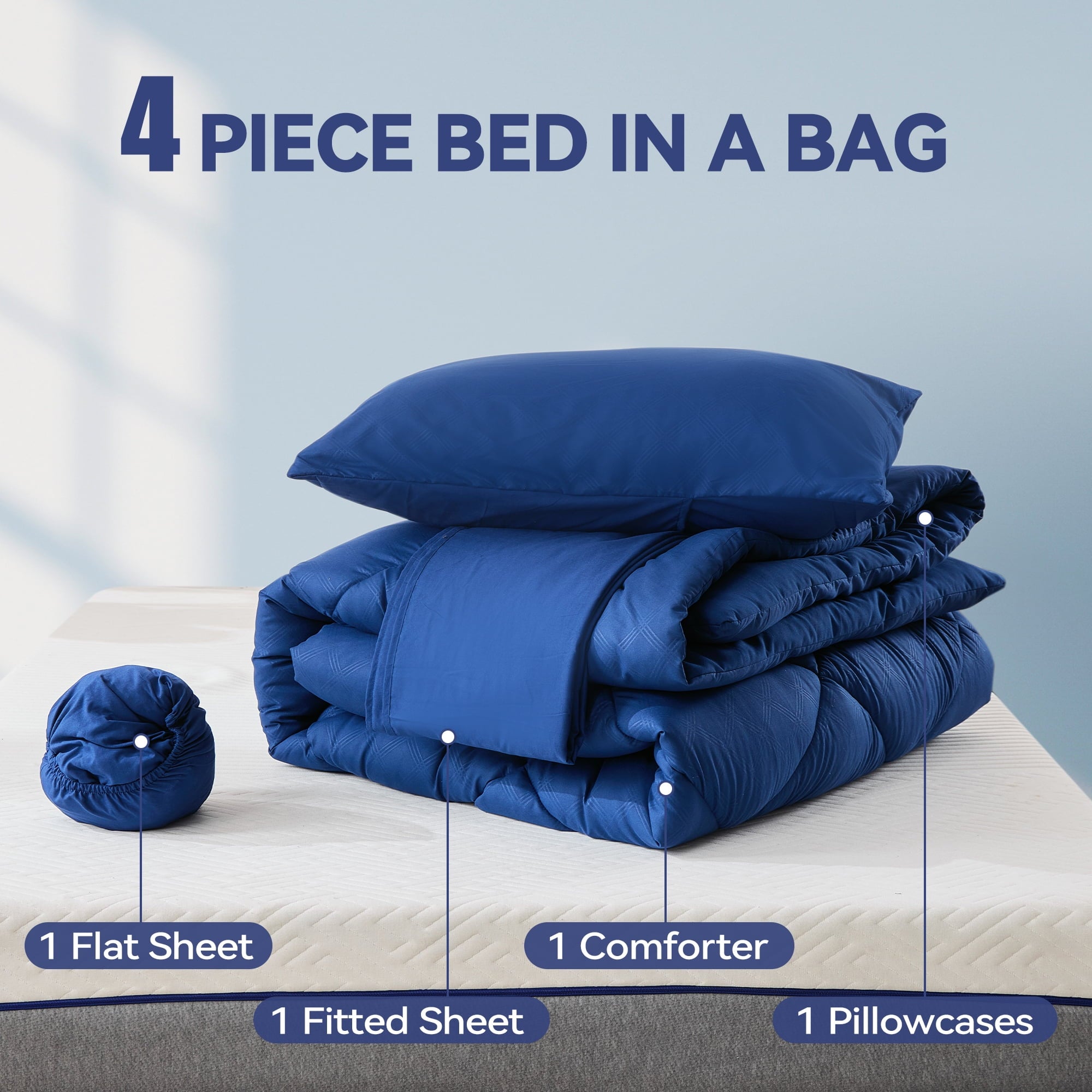 BDEUS Full Comforter Set 4 Pieces,Comforter Set,Bed in a Bag, Bedding Set with Comforter,Fitted Sheet,Flat Sheet,Pillowcase, All Season - Image 6