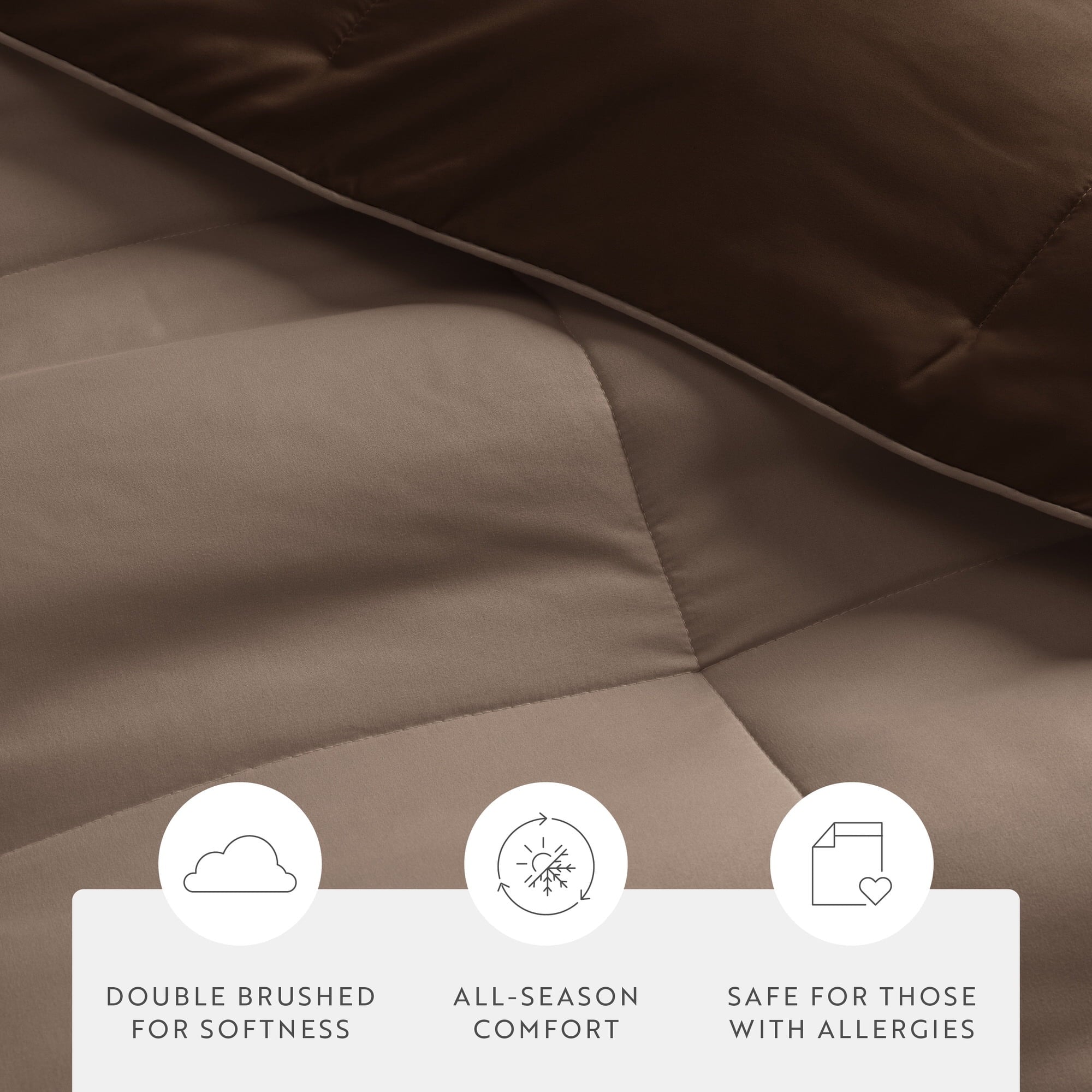 All Season Reversible Comforter Set Breathable Cool in Taupe & Chocolate Brown Full/Queen Size Bedding by Comfort Canopy - Image 4