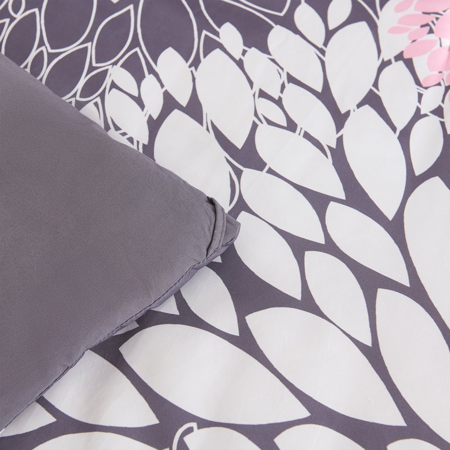 2 Pieces Pink Floral Comforter Set Twin Size, Botanical Bedding Sets with Cute Flowers Printing for Teen Girls - Image 4