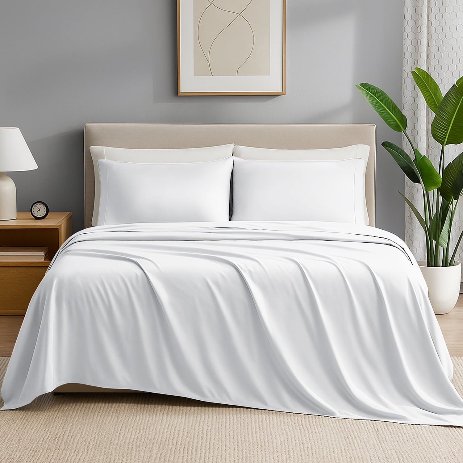 IR 3 Piece 1800 Series Deep Pocket Soft Microfiber Solid Bed Sheet Set for Kids, White Twin Size - Image 3