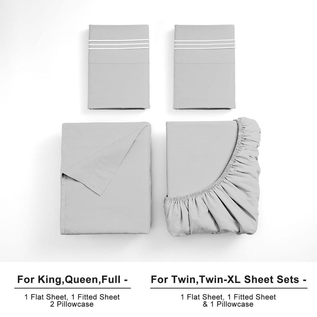 Twin Bed Sheet Set 3 Piece, Hotel Luxury Super Soft 1800 Series Microfiber Bed Sheets Set, Wrinkle Free Breathable, Up to 16" Deep Pockets S - Image 6