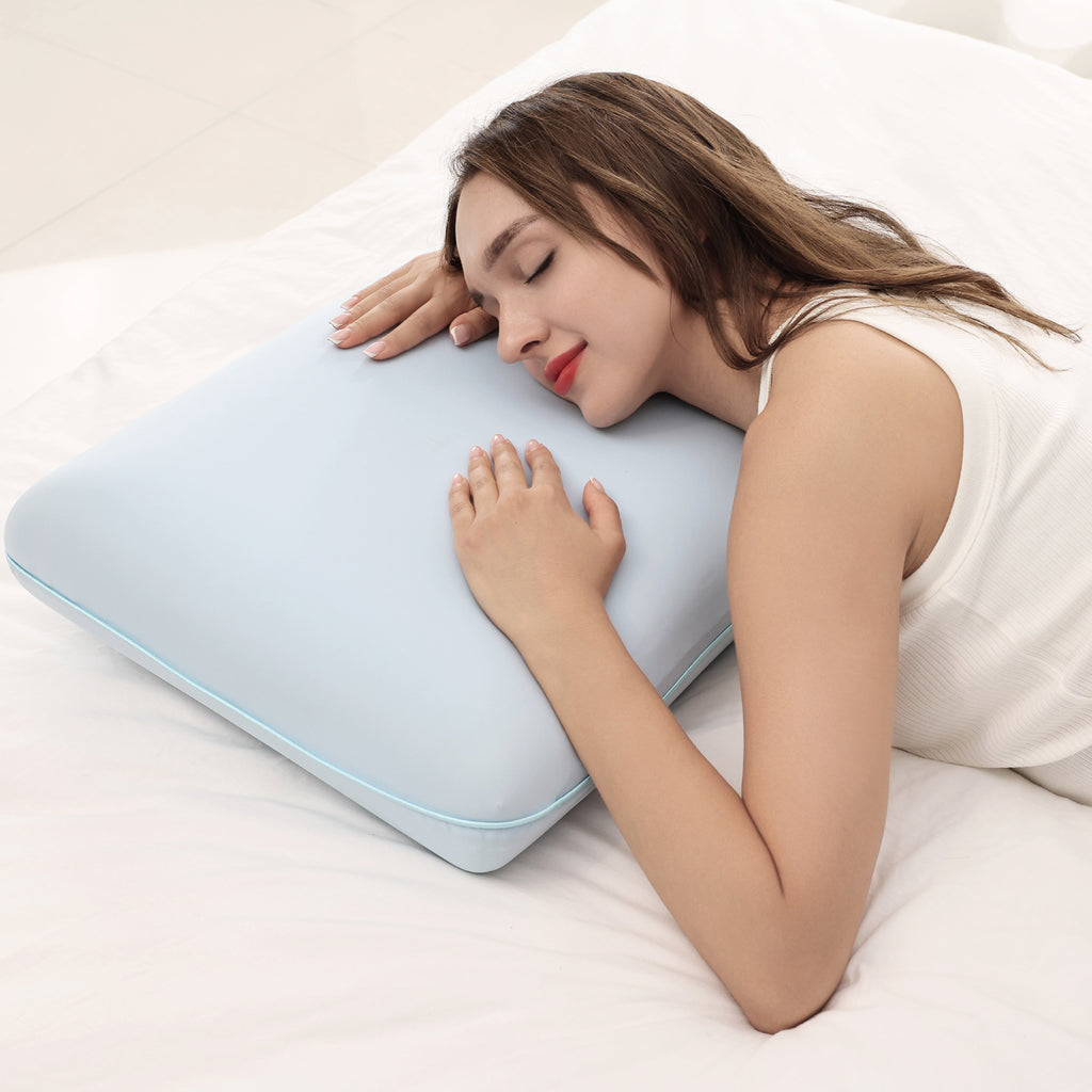 EGOHOME Memory Foam Pillow, Cooling Gel Bed Pillow, Queen, Blue - Image 2