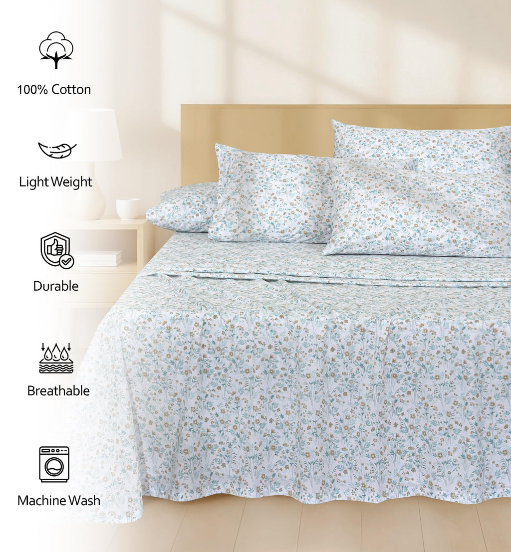 6 Pcs Cotton Sheets - 100% Natural Cotton Soft, Lightweight & Breathable Crispy Percale Bed Sheets, King Size Sheets ... - Image 5