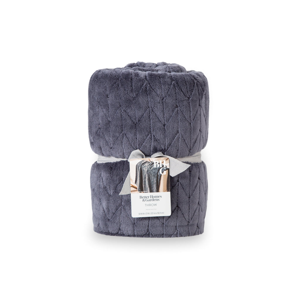 Textured Velvet Plush Soft Fleece Throw Blanket, Oversized, Greystone - Image 5