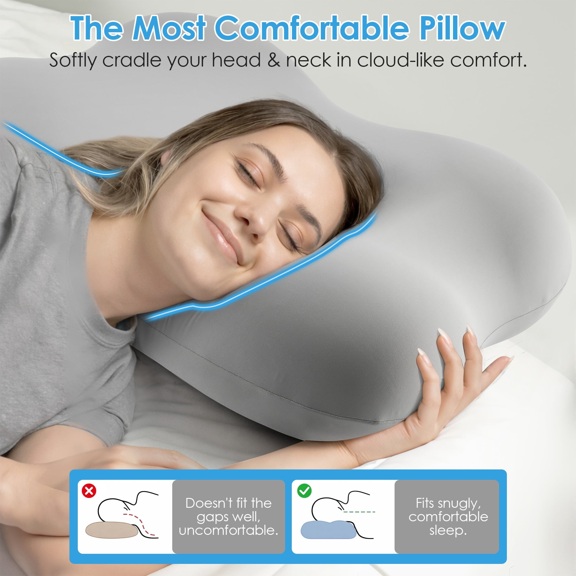 Cervical Pillow Orthopedic Cervical Pillow for Neck Pain Relief, Memory Foam Bed Pillow with Pillowcase, Contour Bed ... - Image 2