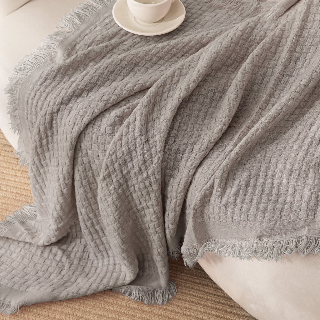 Exclusivo Mezcla Knitted Throw Blanket with Fringes for Couch, Soft and Warm Textured Throw for All Season, Lightweight Breathable Room Deco - Image 5