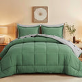 Grass Green/Grey Queen Size Comforter Set,3-Pieces Reversible Comforter Set Soft and Lightweight,All Season Down Alte...
