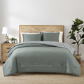 3-Piece 400 Thread Count Flag Stone Green Cotton Lyocell Blend Comforter Set, Adult King