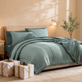 Amberspace 7-piece Bed in a Bag Comforter Set with Sheets,Sage Green,Full