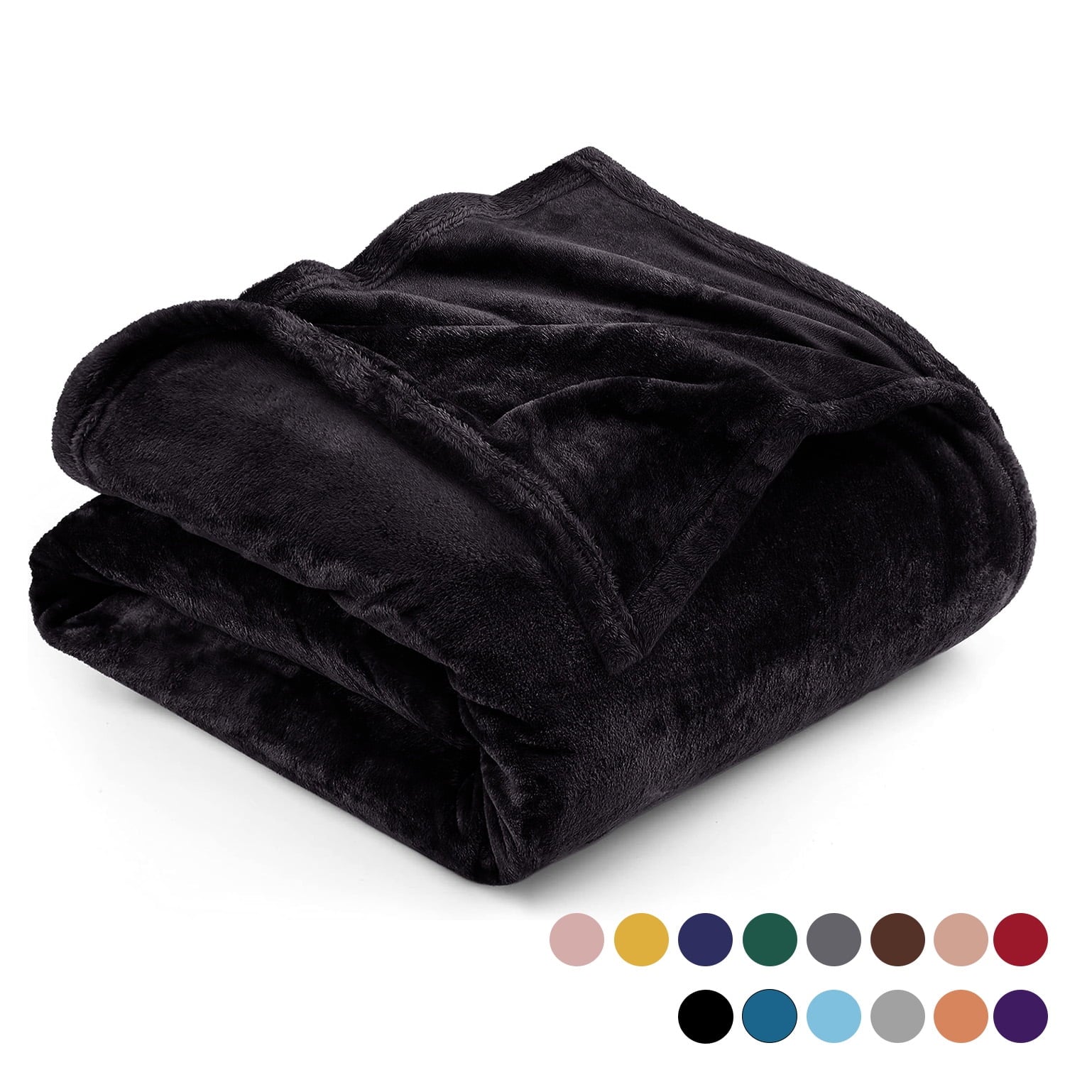 Ameha Microplush Fleece Blanket Cozy for Bed and Throw Cozy for Bed and Throw 310 GSM Soft Microfiber Lightweight Warm Fluffy & Soft Black T