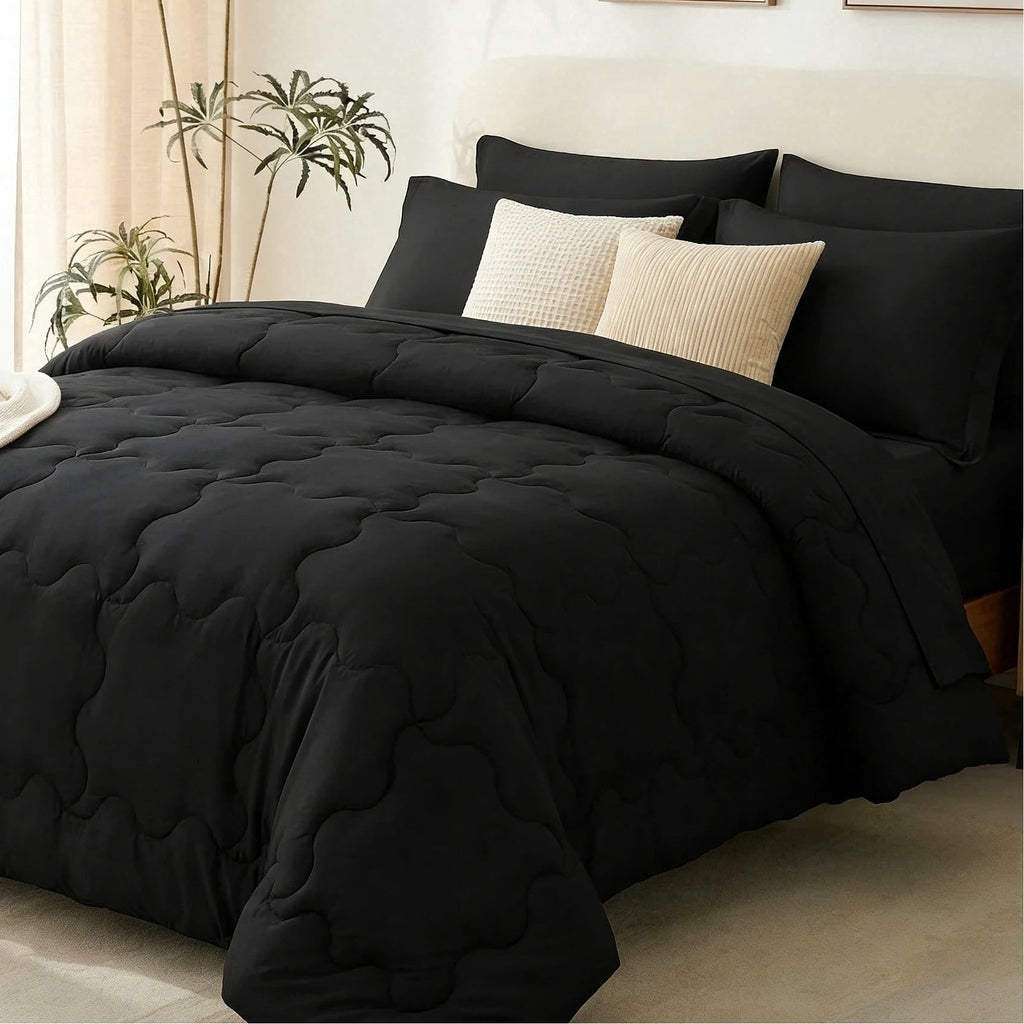 7 Pieces Comforter Set Full，Bed in A bag，All Seasons Bedding sets with Comforter,Fitted Sheet,Flat Sheet,Pillowcases ...