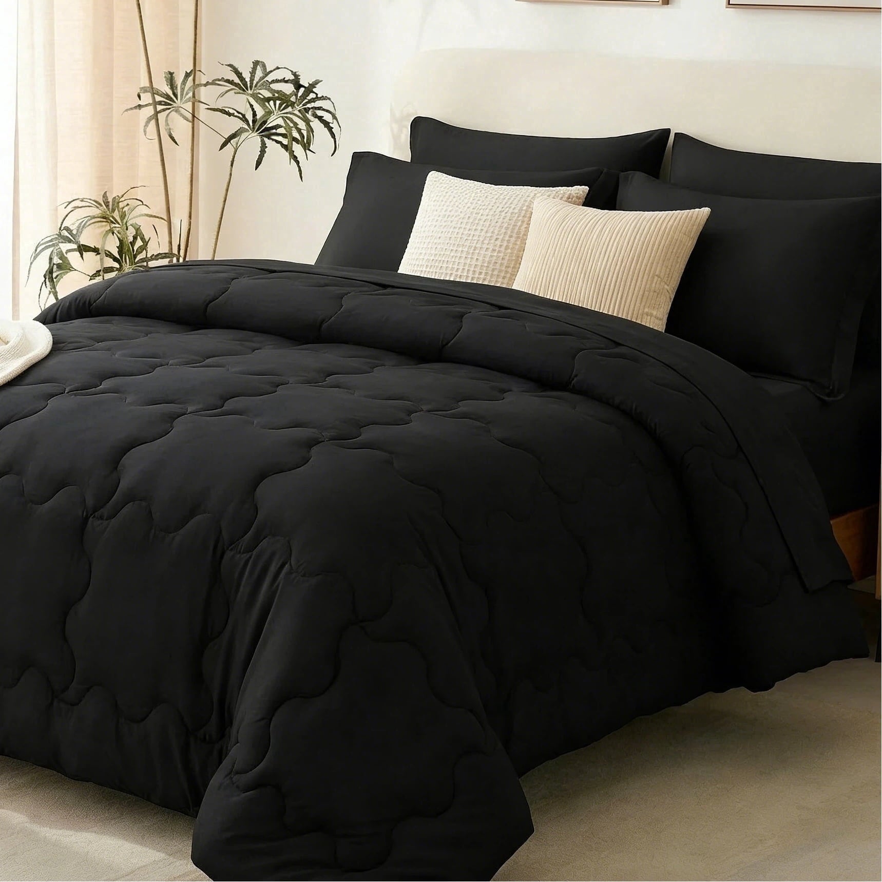 7 Pieces Comforter Set Full，Bed in A bag，All Seasons Bedding sets with Comforter,Fitted Sheet,Flat Sheet,Pillowcases ...