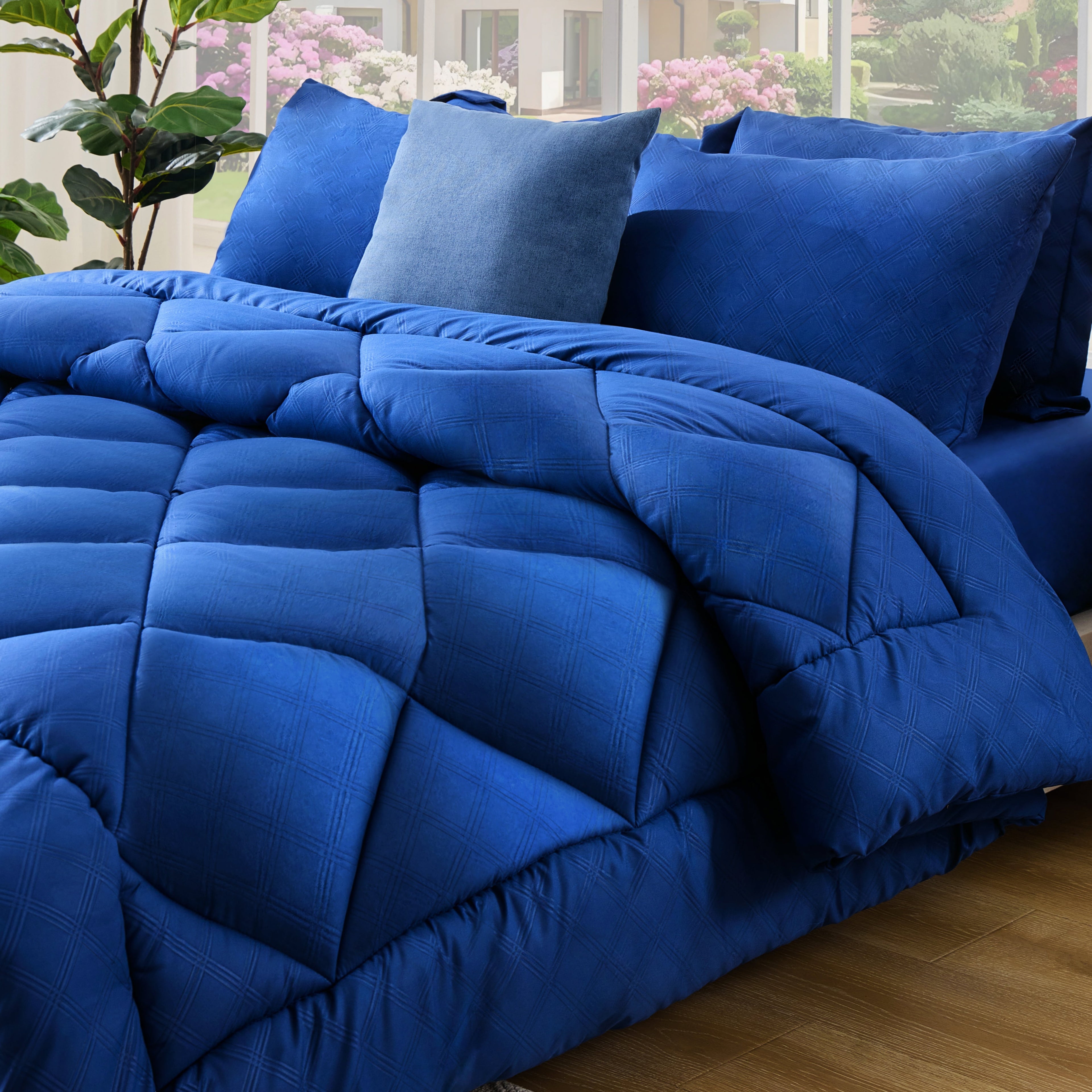 BDEUS Full Comforter Set 4 Pieces,Comforter Set,Bed in a Bag, Bedding Set with Comforter,Fitted Sheet,Flat Sheet,Pillowcase, All Season