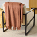 Faux Mohair Cozy Couch Throw Blanket Terracotta Clay, 50x72"