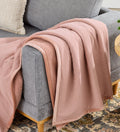 Gauze Reverse to Cozy Knit Super Soft Throw Blanket, Oversized, Antique Blush