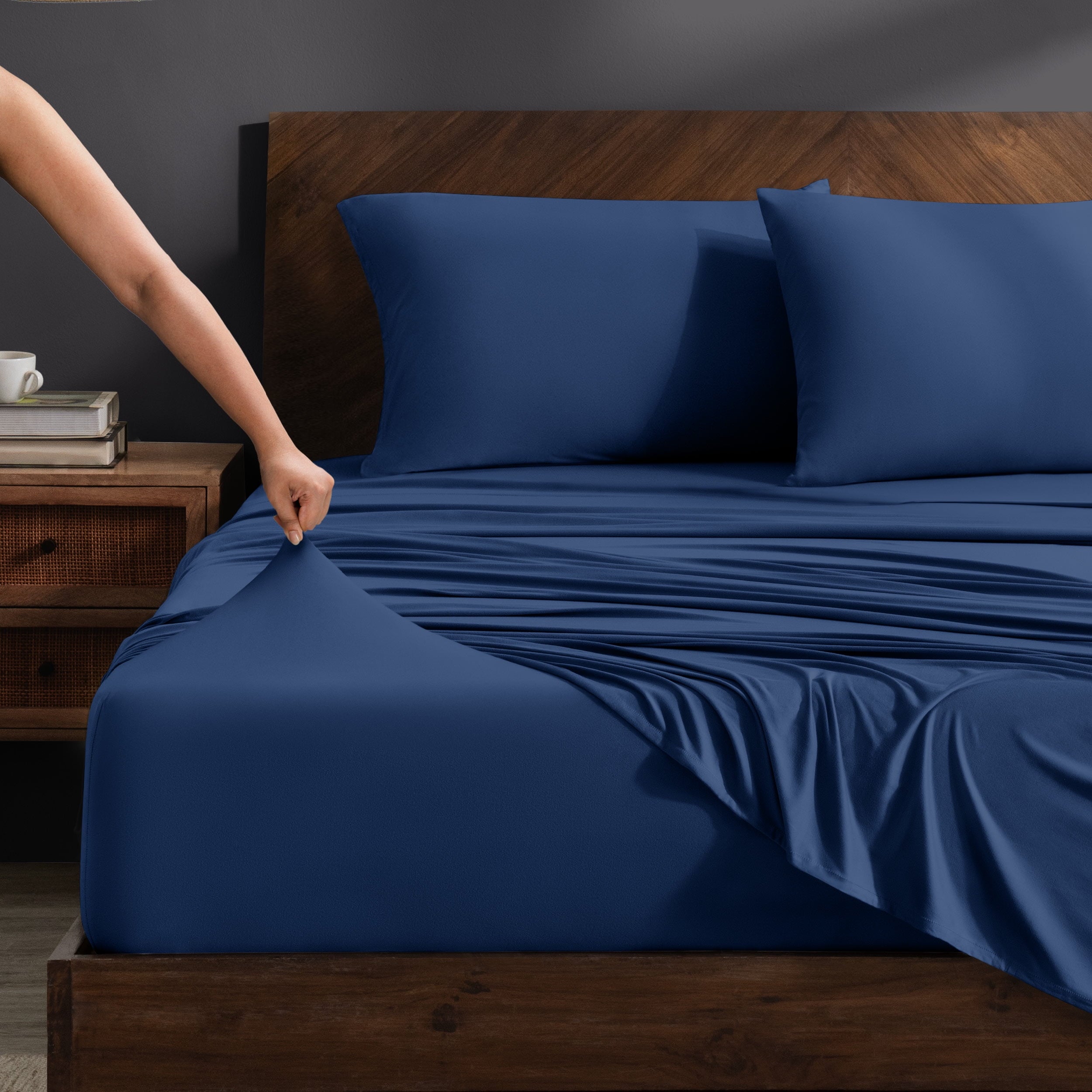 Cooling Performance Jersey Knit Stretch Sheet Set, Moisture-Wicking & Breathable, 4-Way Stretch Bed Sheets, Envelope ...