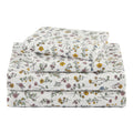 Beautiful Botanical 4-Piece 100% Cotton Washed Percale White Sheet Set, Queen by Drew Barrymore
