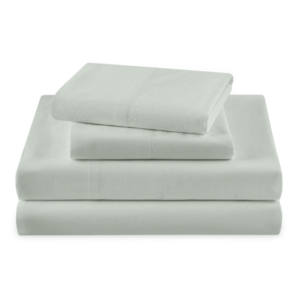Solid 4-Piece 100% Cotton Washed Percale Sage Green Sheet Set, Full