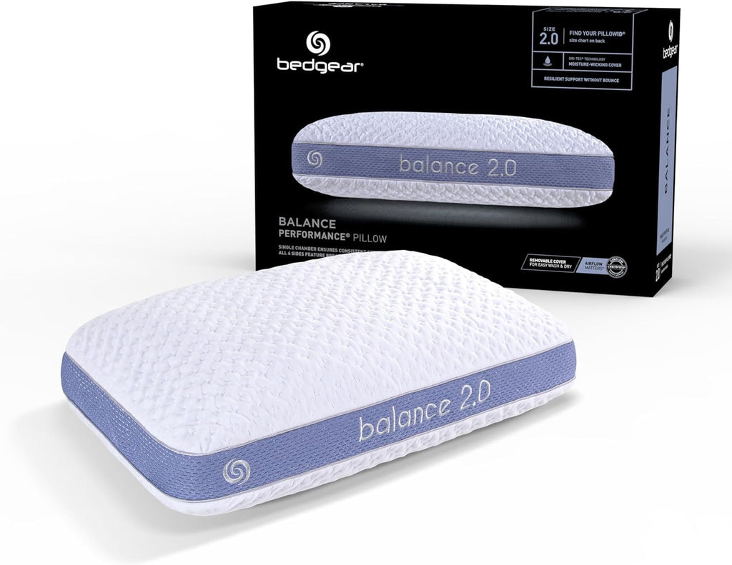 Balance Performance Pillow – 2.0 - Moisture Wicking Bed Pillow for All Sleep Positions - Medium Firmness Bed Pillow -...