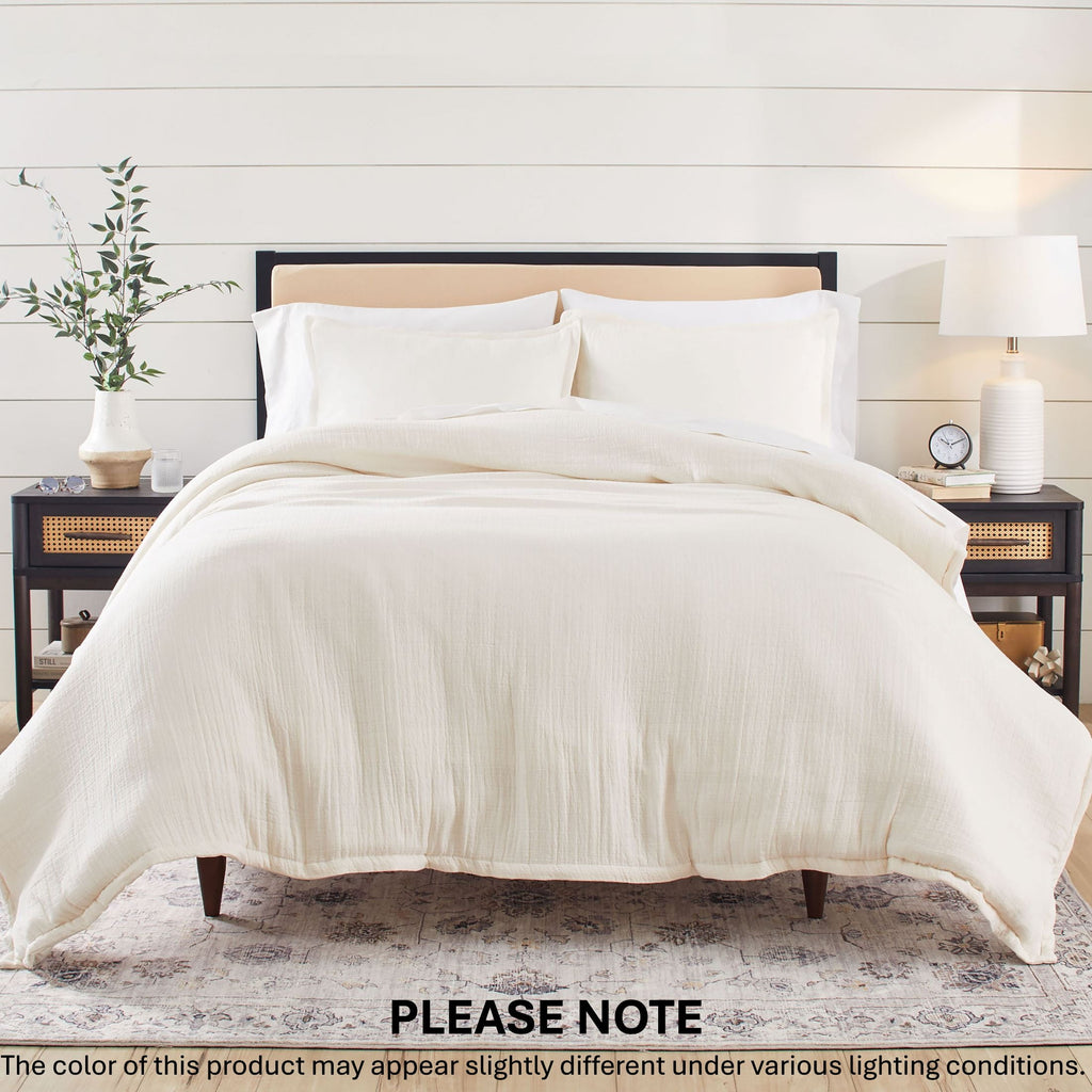 3-Piece Cream Gauze Comforter Set, Adult Full/Queen
