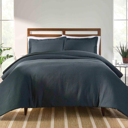 3-Piece Grey Waffle Comforter Set, Adult Full/Queen