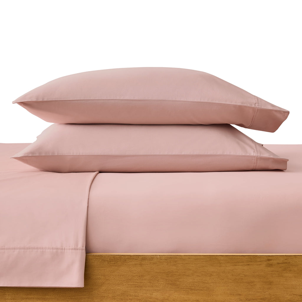 300 Thread Count Cotton Percale 3-Piece Antique Blush Bed Sheet Set, Twin