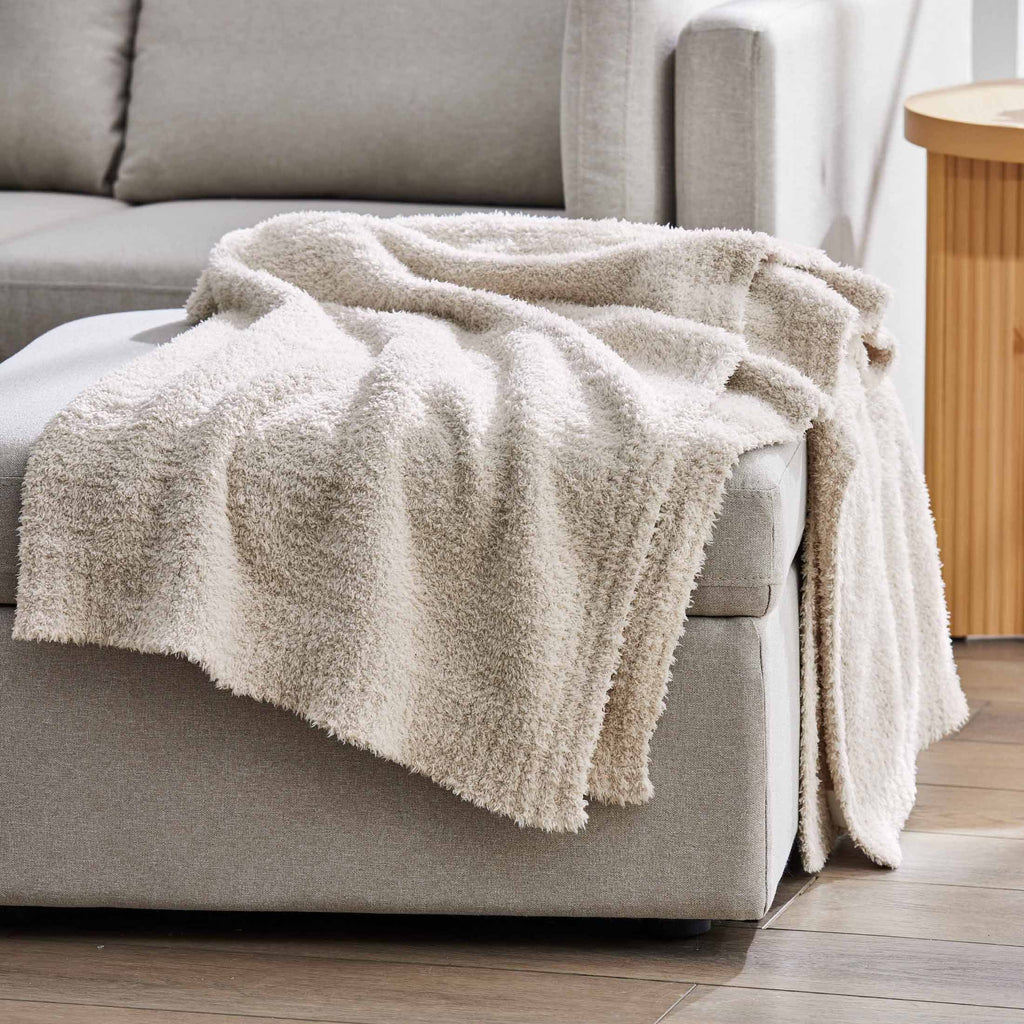 Beige Cozy Knit Throw, 50" x 72"